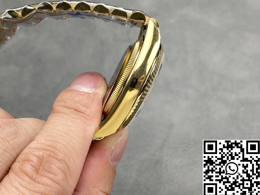 Date Yellow Green Dial Tungsten Gold Factory M128238-0069 Rolex QF Day 36mm Steel v5 0427